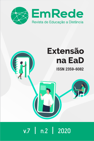 Capa da Revista EmRede, com imagem integrando várias pessoas sob o título Extensão na EaD
